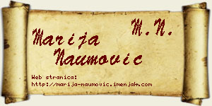 Marija Naumović vizit kartica